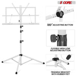 5Core Music Stand For Sheet Music Portable Tripod Adjustable Folding Note Holder Higher White