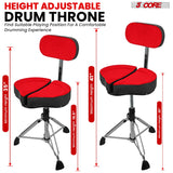 5Core Drum Throne Padded Guitar Stool Backrest Drummer Seat for Adults & Kids