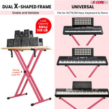 5Core Keyboard Stand Double X Style Adjustable Lift Piano Riser For 49 To 88 Keys BABY PINK