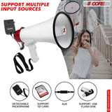 5Core Megaphone Bullhorn Speaker 40W Bull Horn Rechargeable Cheer Megafono 1000 Yards