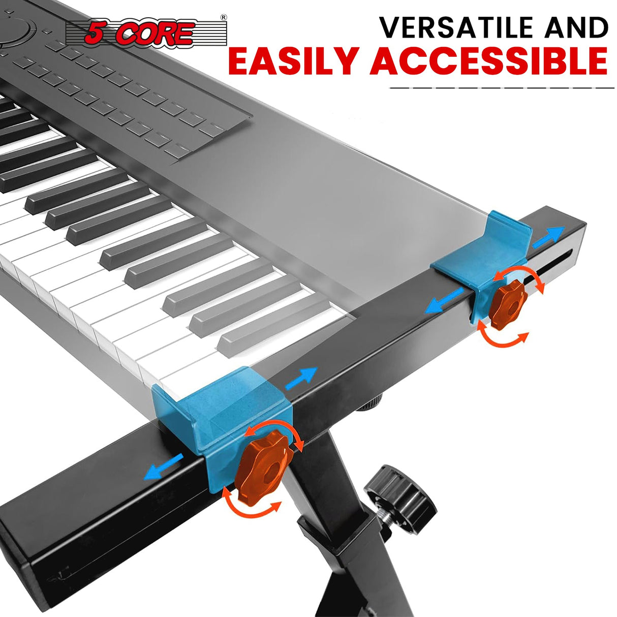 5Core Keyboard Stand Z Style Heavy Duty Sturdy Piano Riser Height Adjustable Holder BLACK