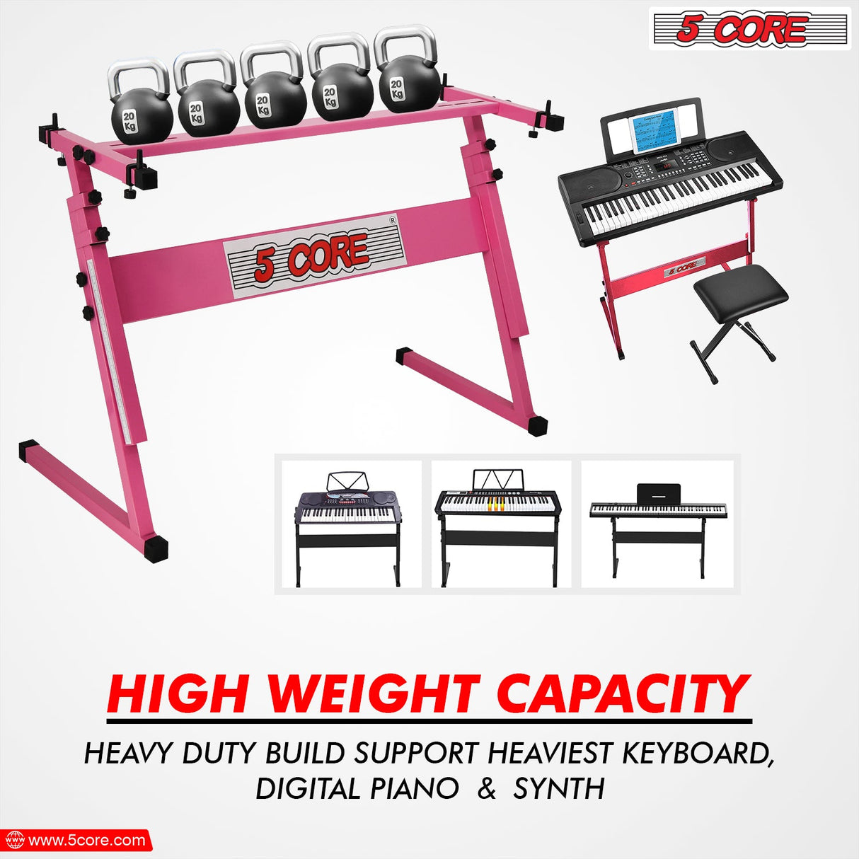 5 Core Keyboard Stand Z Style Height Adjustable Sturdy Piano Riser Lift Holder Stands