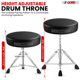 5Core Drum Throne Padded Adjustable Guitar Stool Drummer Seat for Adults & Kids BLACK