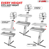 5Core Keyboard Stand 2 Tier Classic Adjustable Electric Piano Sturdy Holder SILVER