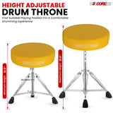 5Core Drum Throne Padded Adjustable Guitar Stool Drummer Seat for Adults & Kids YELLOW