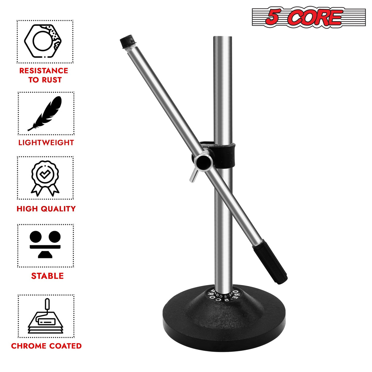 5Core Desktop Mic Stand Universal Desk Microphone Holder Table Top Round Base Stands