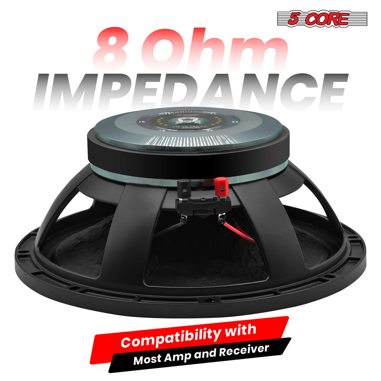 5 Core 12 Inch Subwoofer Speaker 600W Max 8 Ohm Full Range Replacement DJ Bass Sub Woofer