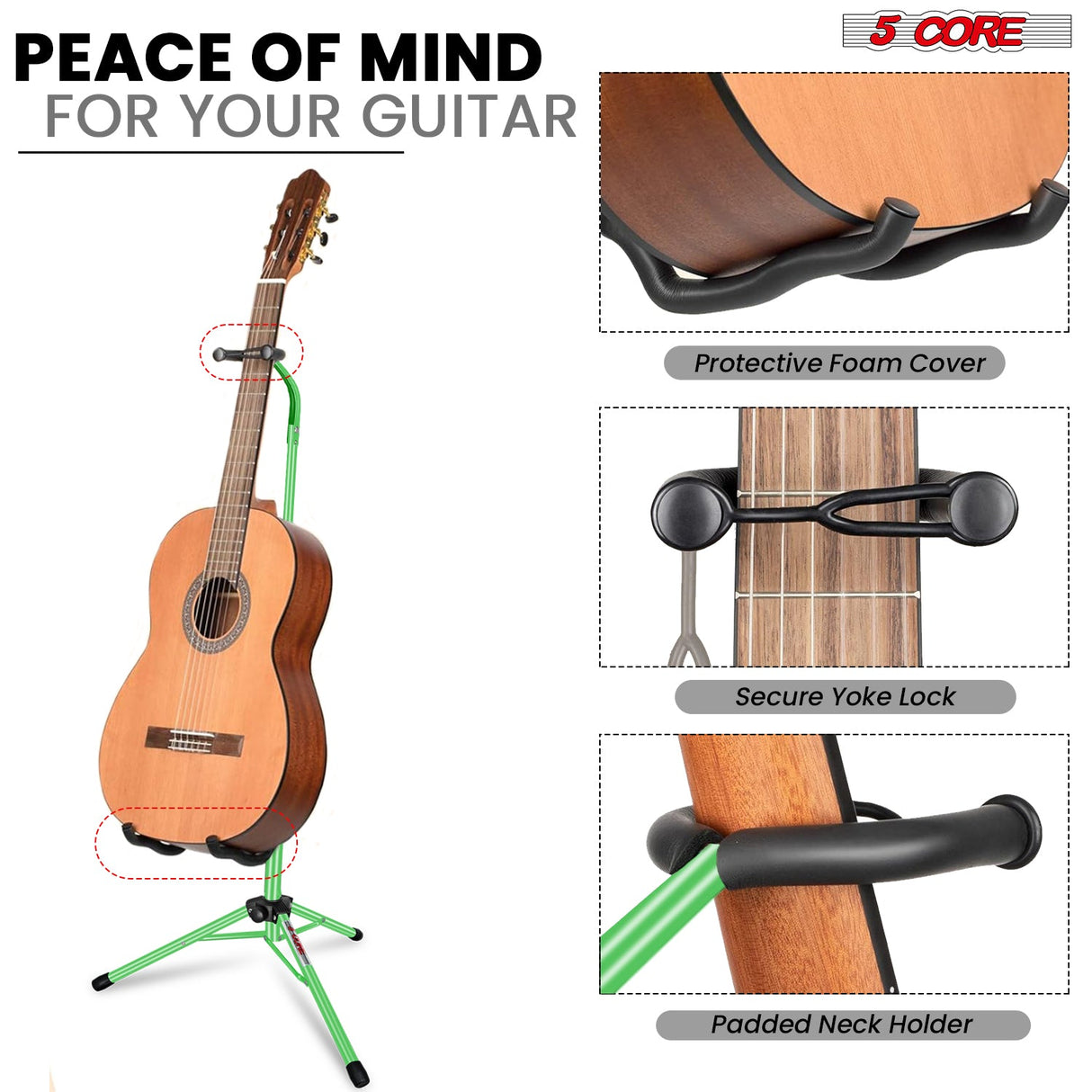 5Core Guitar Stand Floor Foldingholder Soporte Para Guitarra for Acoustic Electric Bass