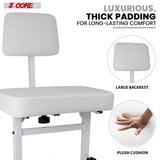 5 CORE Piano Bench Height Adjustable Keyboard Stool Stool Heavy Duty Thick Padded Cushioned Seat with Backrest White