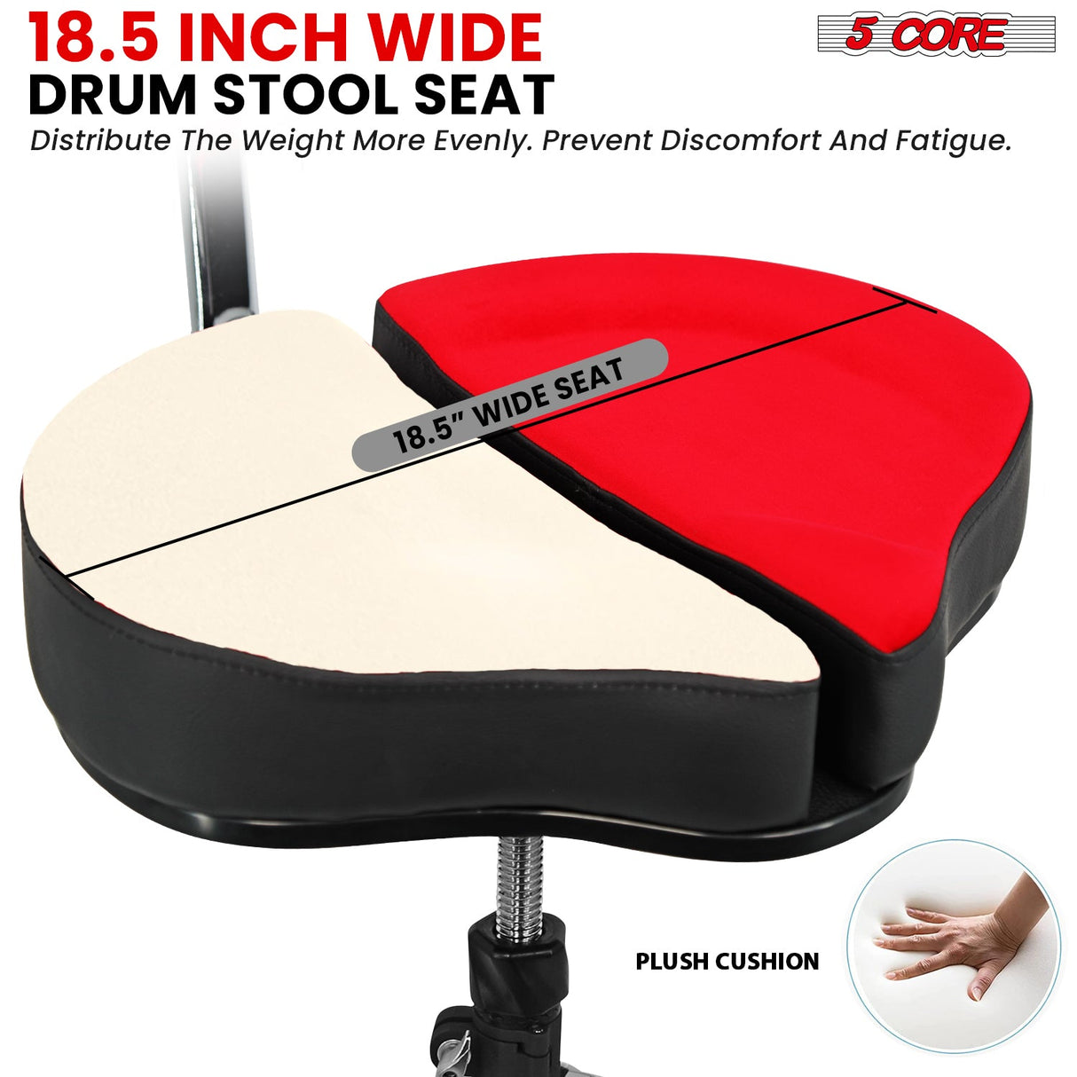 5Core Drum Throne Padded Guitar Stool Backrest Drummer Seat for Adults & Kids