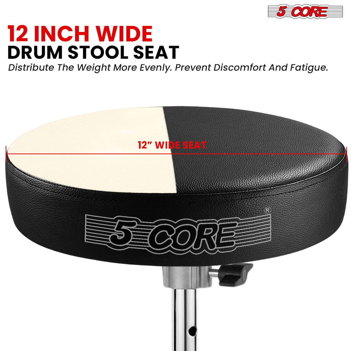 5Core Drum Throne Padded Guitar Stool Adjustable Drummer Seat for Adults & Kids BLACK