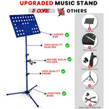 5Core Music Stand For Sheet Music Portable Tripod Adjustable Folding Note Holder BLUE