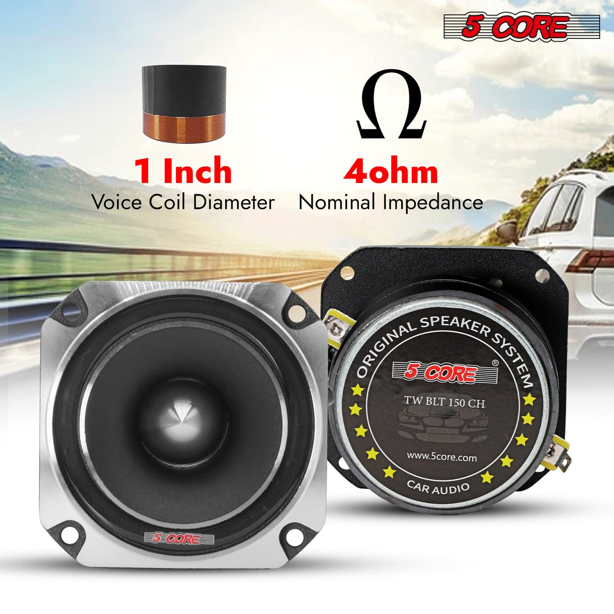 5Core Tweeters Speakers Car Audio Pair 600W Peak 3.5 Inch Super Tweeter Bullet