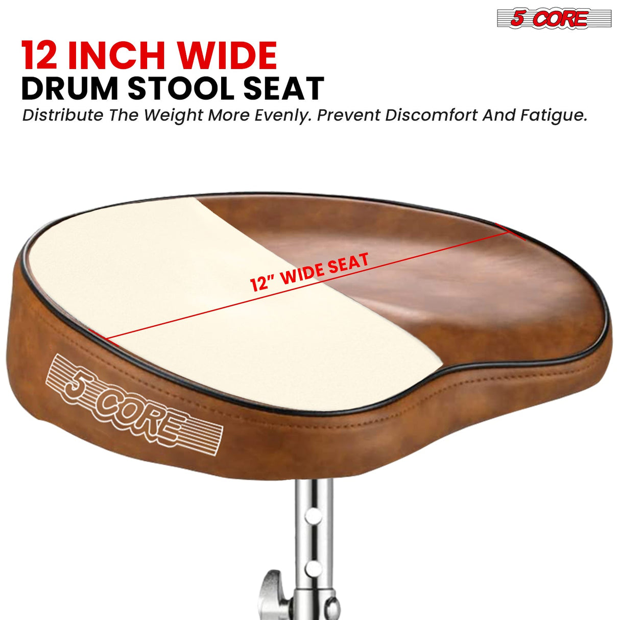 5Core Drum Throne Padded Guitar Stool Adjustable Drummer Seat for Adults And Kids