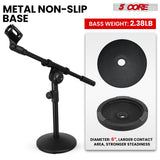 5Core Round Base Desktop Mic Stand Universal Desk Microphone Holder Table Top Stands BLACK