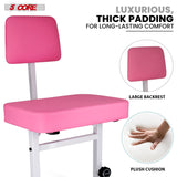 5 CORE Piano Bench Height Adjustable Keyboard Stool Stool Heavy Duty Thick Padded Cushioned Seat with Backrest Pink