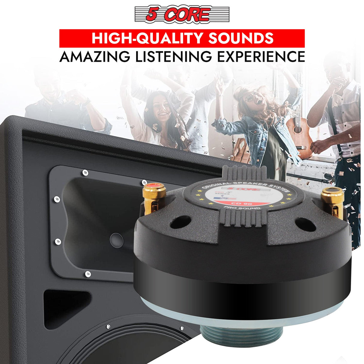 5 Core Compression Driver Titanium Voice Coil 200W Max Audio Horn Speaker Tweeter System Extremely Loud