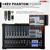 5Core Audio Mixer 4800W Powered 12 Channel 240V Mixer System USB MP3 Bluetooth SD readers Digital LCD Display