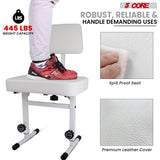 5 CORE Piano Bench Height Adjustable Keyboard Stool Stool Heavy Duty Thick Padded Cushioned Seat with Backrest White