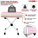 5Core Keyboard Stand Double X Style Adjustable Piano Riser + Keyboard Piano Bench PINK