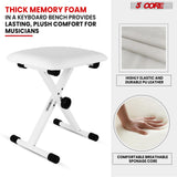 5 Core Keyboard Bench X Style Piano Stool Padded Adjustable Keyboards Chair White