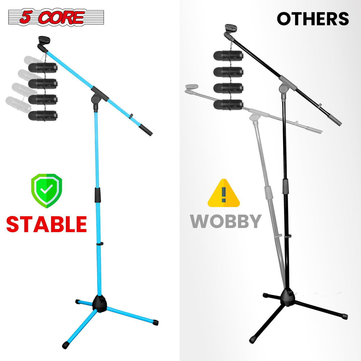 5Core Tripod Mic Stand Heavy Duty Adjustable Holder Floor Microphone Boom Arm SKY BLUE