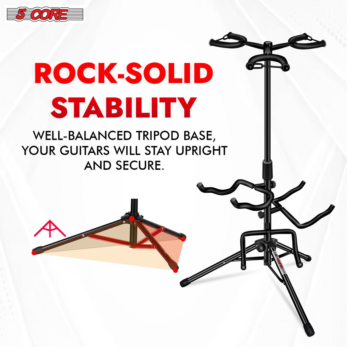 5Core Guitar Stand Floor Tripod  Portable Adjustable Multi Guitars Holder 3N1