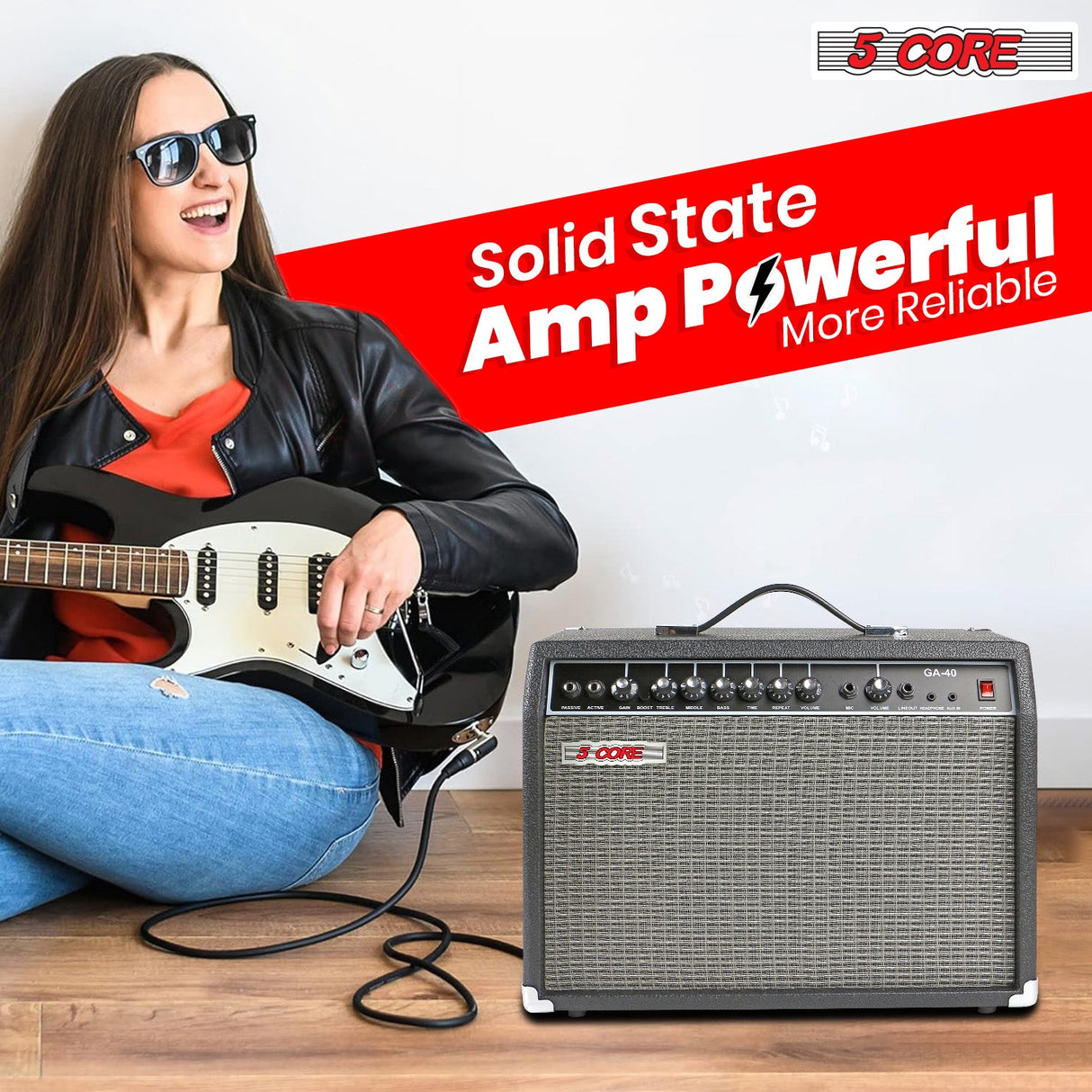 5 Core Guitar Amp For Electric Bass Acoustic Portable Amplifier Practice Amplificador 40W BLACK