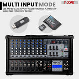 5Core Audio Mixer 4800W Powered 12 Channel 240V Mixer System USB MP3 Bluetooth SD readers Digital LCD Display