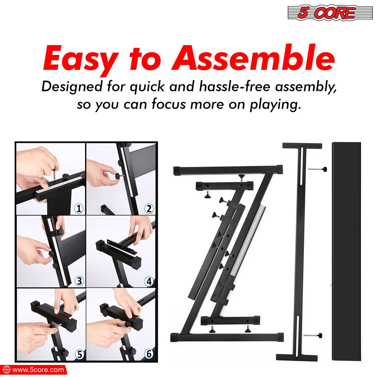 5 Core Keyboard Stand Z Style Height Adjustable Sturdy Piano Riser Lift Holder Stands