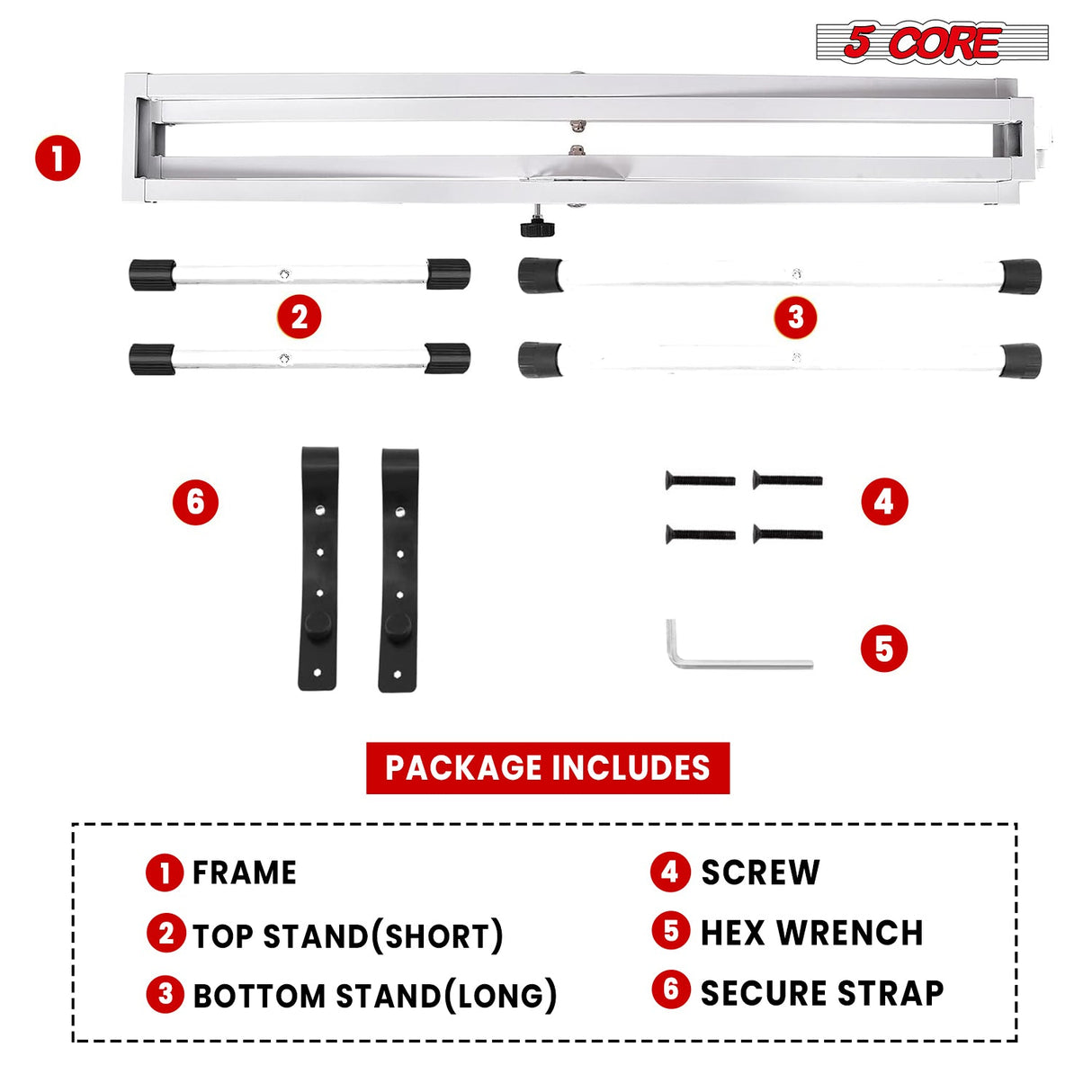 5Core Keyboard Stand Single X Style Adjustable Lift Piano Riser For 49 To 88 Keys WHITE