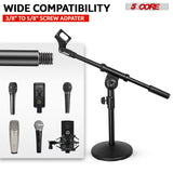 5Core Round Base Desktop Mic Stand Universal Desk Microphone Holder Table Top Stands BLACK