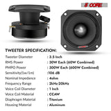 5Core Tweeters Speakers Car Audio Pair 600W Peak 3.5 Inch Super Tweeter Bullet