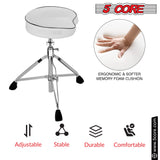 5Core Drum Throne Padded Guitar Stool Saddle Drummer Seat for Adults & Kids WHITE