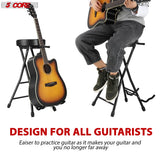 5Core Guitar Stool w Comfortable Padded Seat Foot Rest Guitar Holder w 300 Lbs Capacity