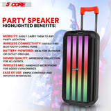 5Core Bluetooth Party Speaker 8 inch PA RGB Partybox Karaoke Machine + 2 Wireless Mic