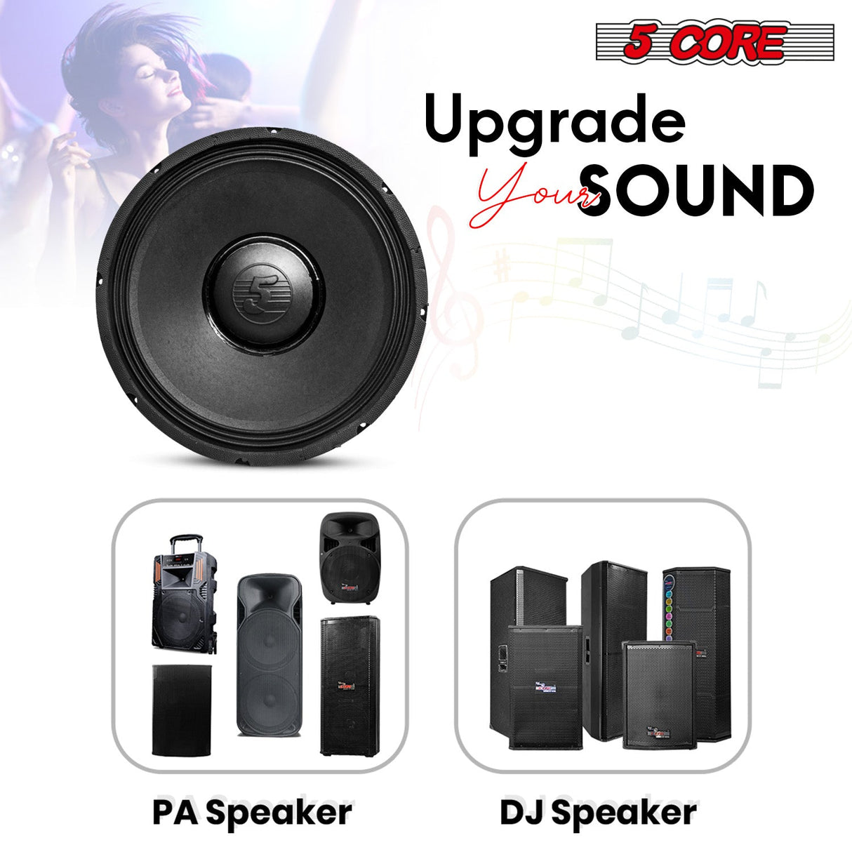 5Core 15 Inch Subwoofer Speaker 3500W Peak 8Ohm PA Replacemen DJ Sub Woofer 90 Oz Magnet