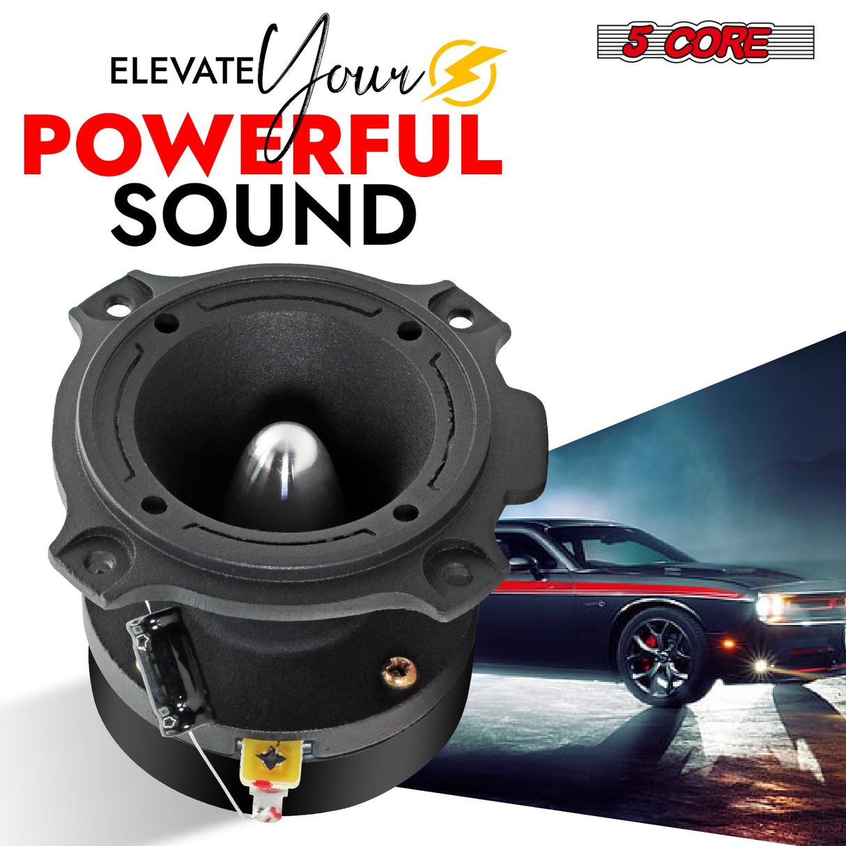 5Core Tweeters Speakers Car Audio Pair 600W Peak 3.5 Inch Super Bullet Tuiters Para Sonido Para Carro