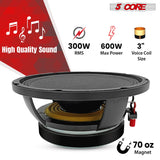 5 CORE 10 Inch Subwoofer Speaker 600W Max 4 Ohm Full Range Replacement DJ Bass Loudspeaker