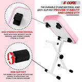 5Core Keyboard Stand Double X Style Adjustable Piano Riser + Keyboard Piano Bench PINK