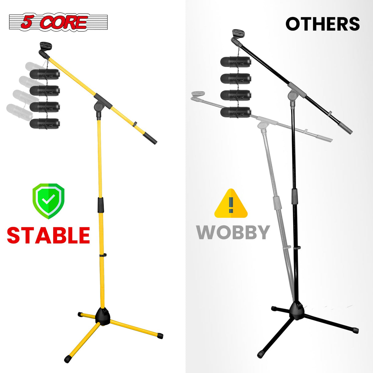 5Core Tripod Mic Stand Heavy Duty Adjustable Holder Floor Microphone Boom Arm YELLOW