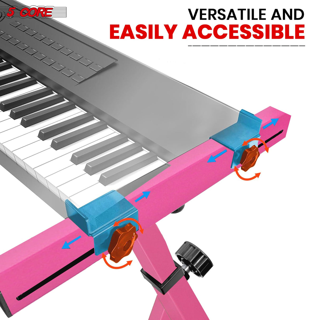 5Core Keyboard Stand Z Style Heavy Duty Sturdy Piano Riser Height Adjustable Holder PINK