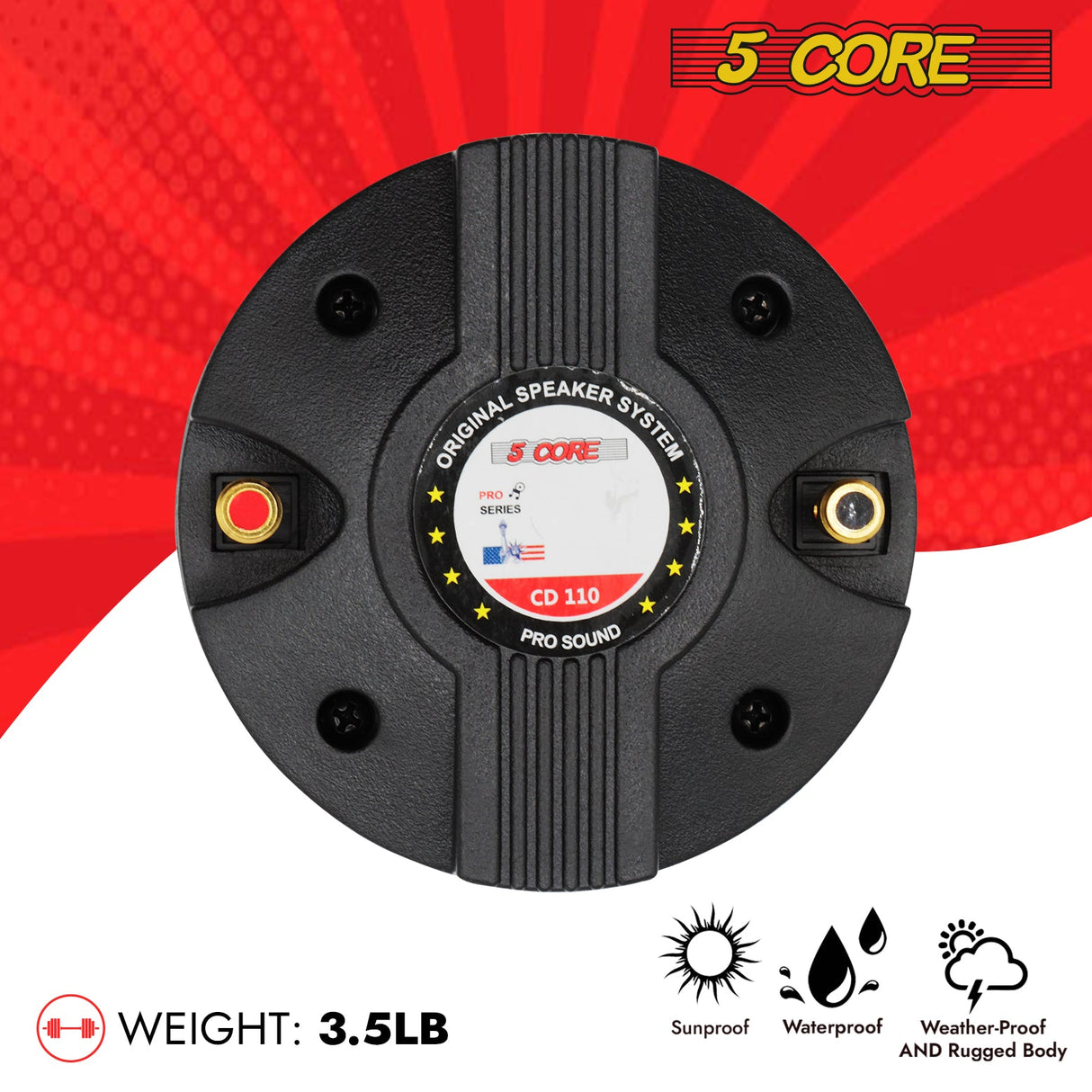 5 Core Compression Driver 3.5 Inch Tweeter Horn Throat 220W Peak Loud 8 Ohm Titanium Diaphragm