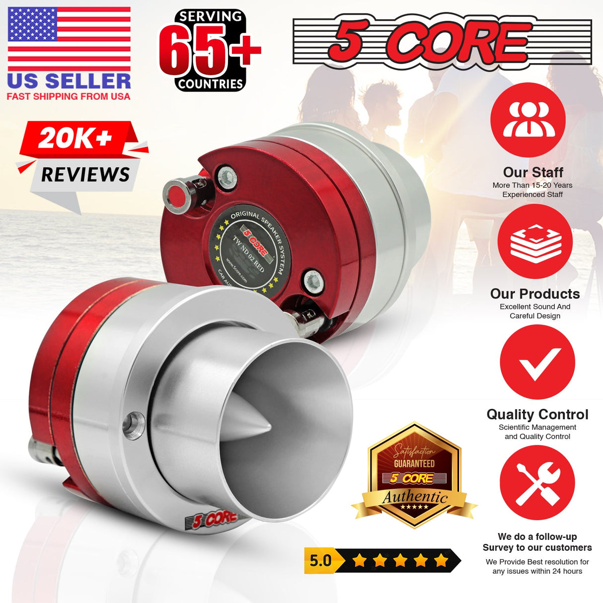 5Core 3.5 Inch Tweeters 60W Max 30W RMS 25.4mm Voice Coil Super Tweeter Car Audio