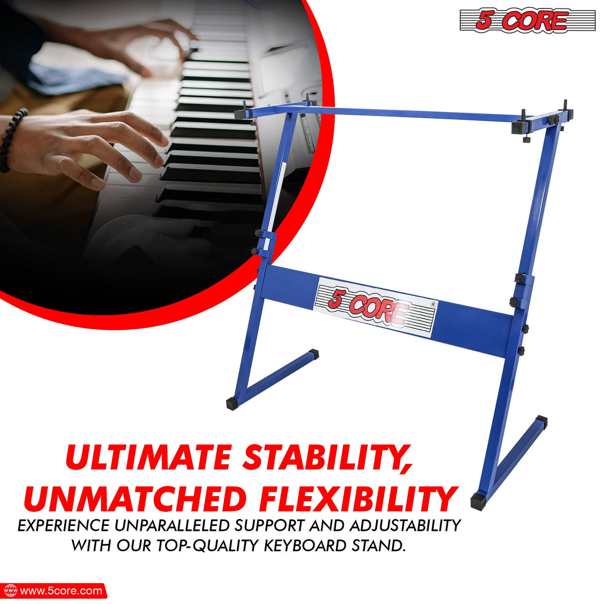 5 Core Keyboard Stand Z Style Height Adjustable Sturdy Piano Riser Lift Holder Stands BLUE