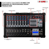 5Core Audio Mixer 4800W Powered 12 Channel 240V Mixer System USB MP3 Bluetooth SD readers Digital LCD Display