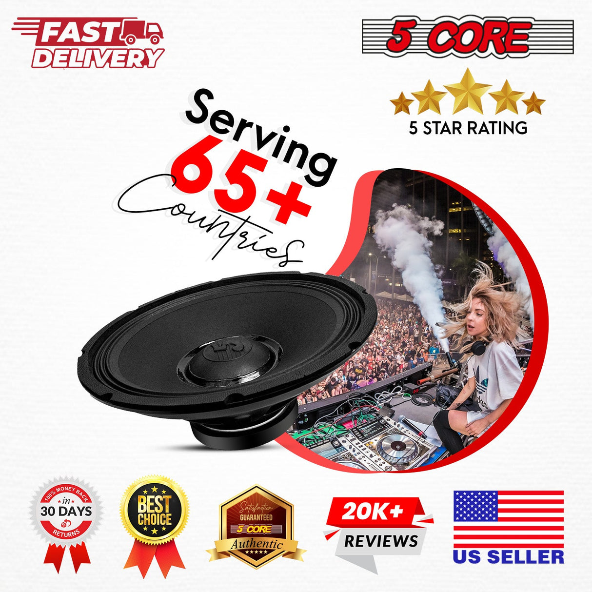 5Core 15 Inch Subwoofer Speaker 3500W Peak 8Ohm PA Replacemen DJ Sub Woofer 90 Oz Magnet