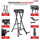 5Core Guitar Stool w Comfortable Padded Seat Foot Rest Guitar Holder w 300 Lbs Capacity