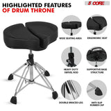 5Core Drum Throne Sponge Padded Guitar Stool Drummer Seat for Adults & Kids