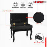 5 Core Piano Bench Wooden Height Adjustable Stool Heavy Duty Keyboard Seat with Storage BLACK